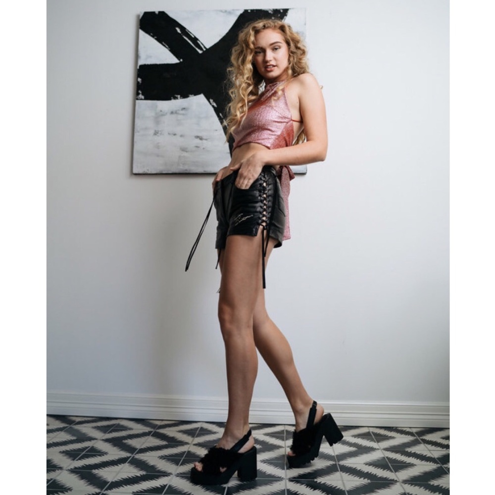 HARLEY DAVIDSON LEATHER LACE-UP SHORTS