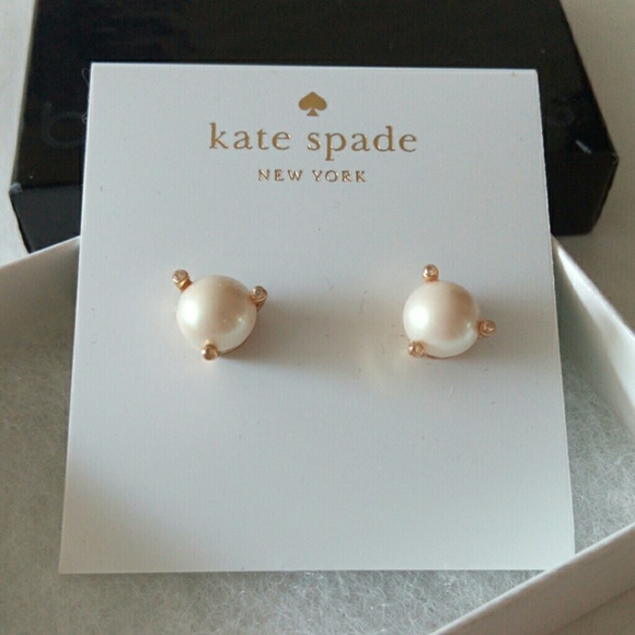 Kate Spade Jewelry - Kate Spade pearl and cz earrings in gold setting