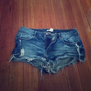 Blue denim shorts