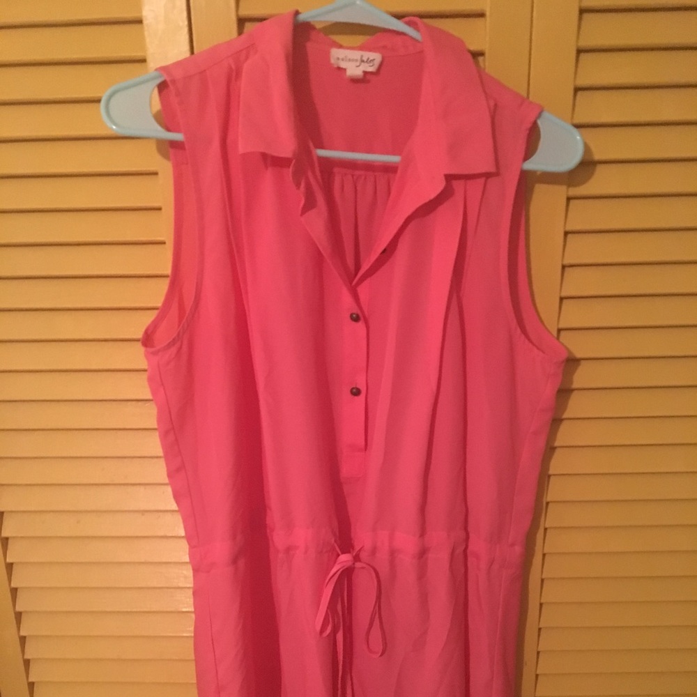 Coral button down dress