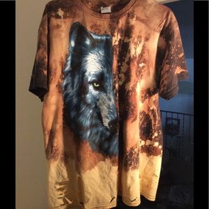 Wolf Print Shirt (Bleached&Distressed) 🐺