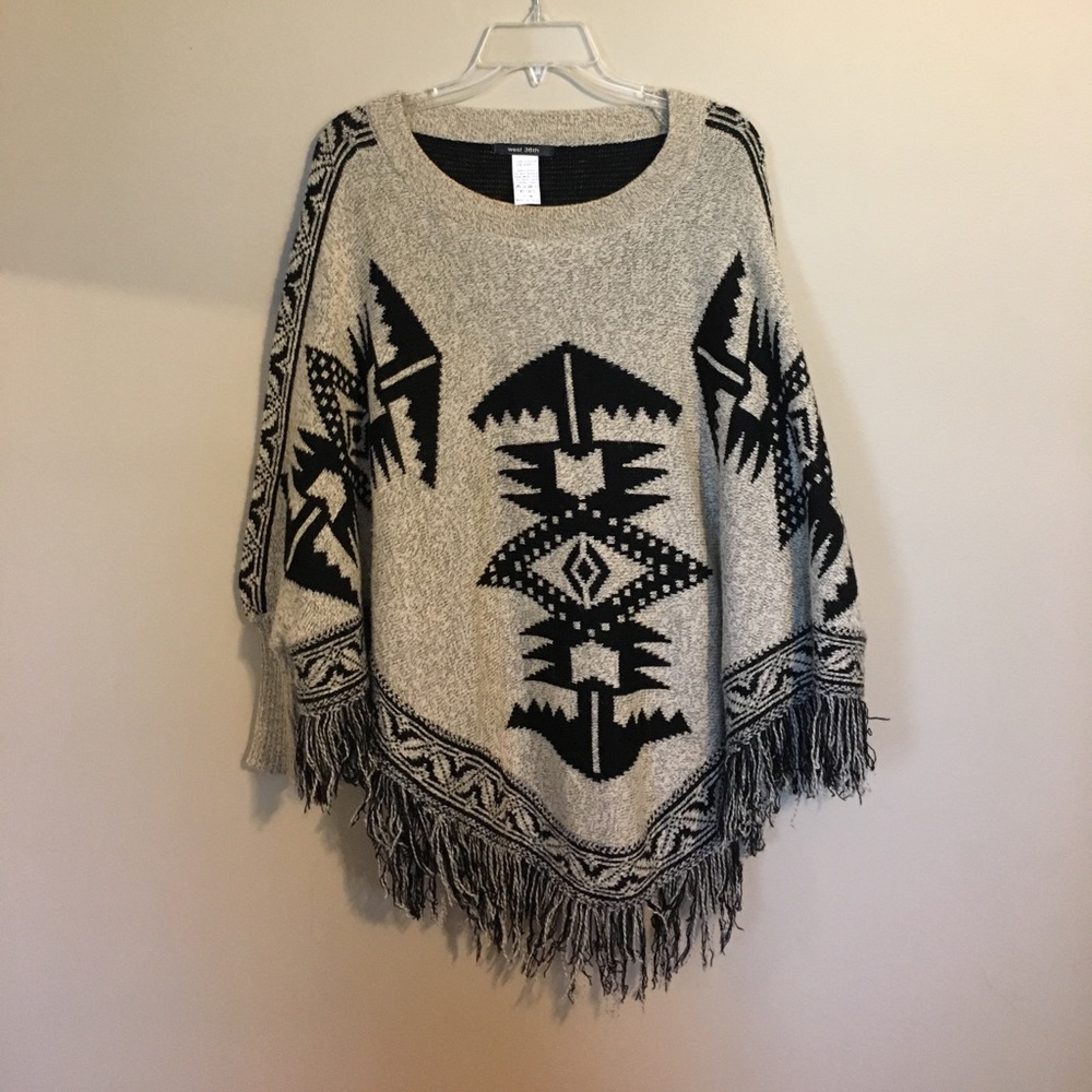 Poncho/cardigan Aztec print