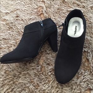 Black Faux Suede Ankle Booties Size 8