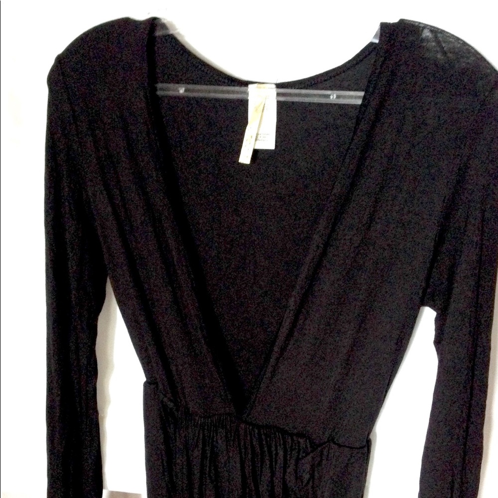 Long sleeve Jet Black Dress w/ a side cut