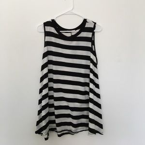 Small black and white striped cotton shirt dress