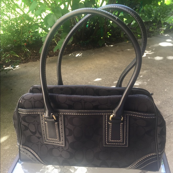 Coach signature Satchel black leather white thread - Picture 3 of 8
