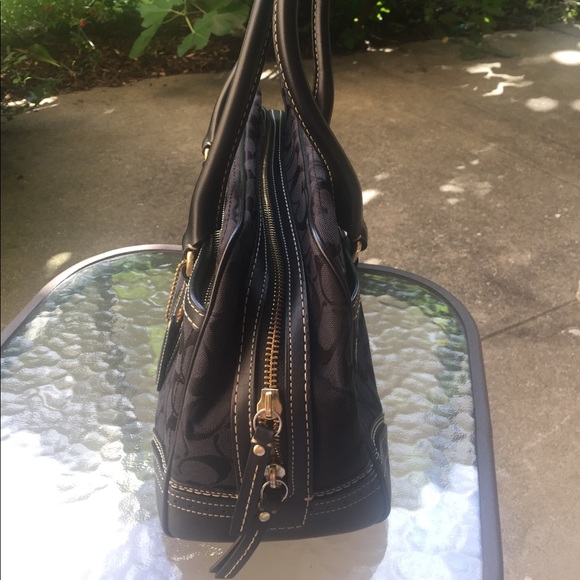 Coach signature Satchel black leather white thread - Picture 2 of 8