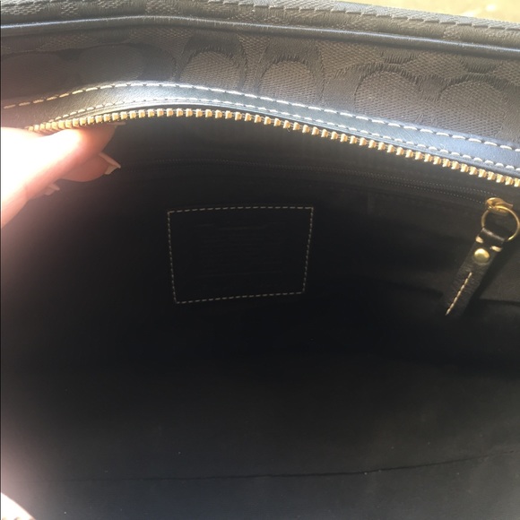 Coach signature Satchel black leather white thread - Picture 6 of 8