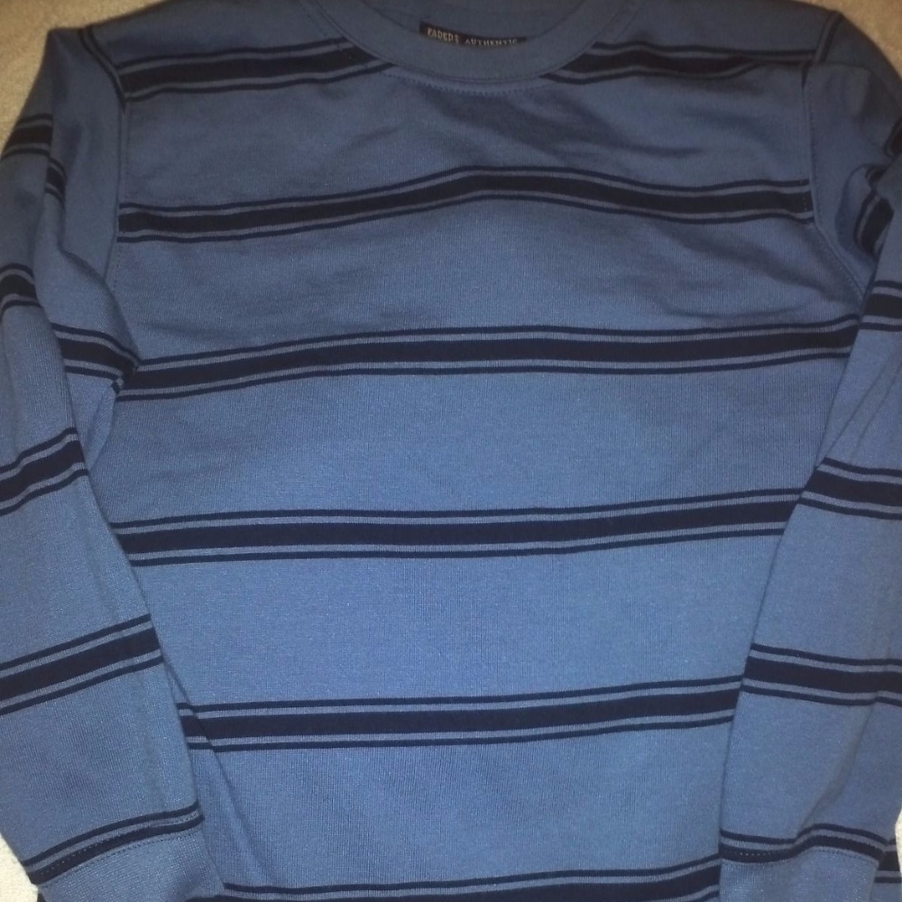 Faded Glory Blue Striped Long Sleeve Boys Shirt