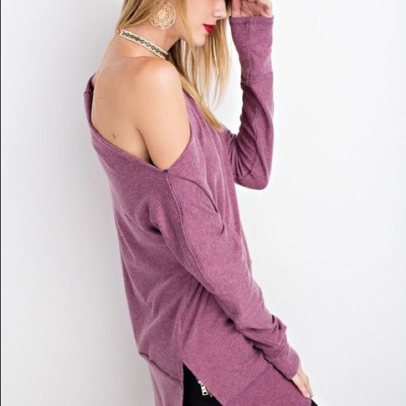 Slouchy Relaxed Tee- FADED PLUM - Picture 5 of 5