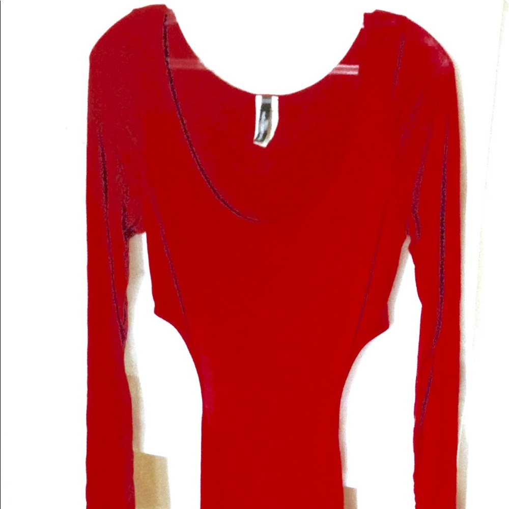 Long sleeve deep red dress