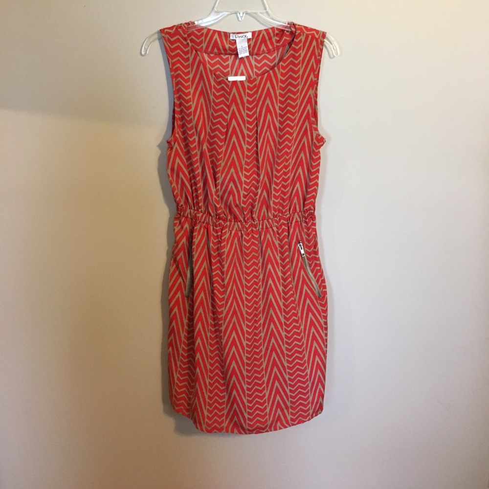 Red/orange Aztec print dress