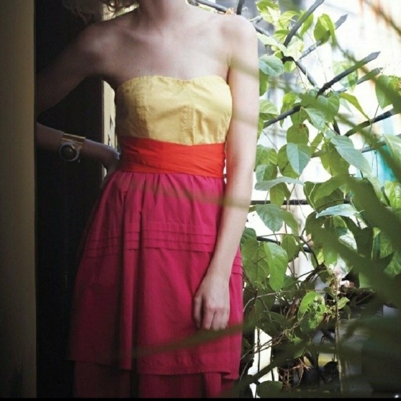 Anthropologie Maeve Parading Hues Strapless Dress - Picture 2 of 12