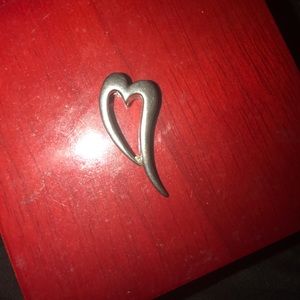 Sterling Silver Heart Pendant w/ diamond