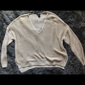 Heavy knit tan v neck sweater