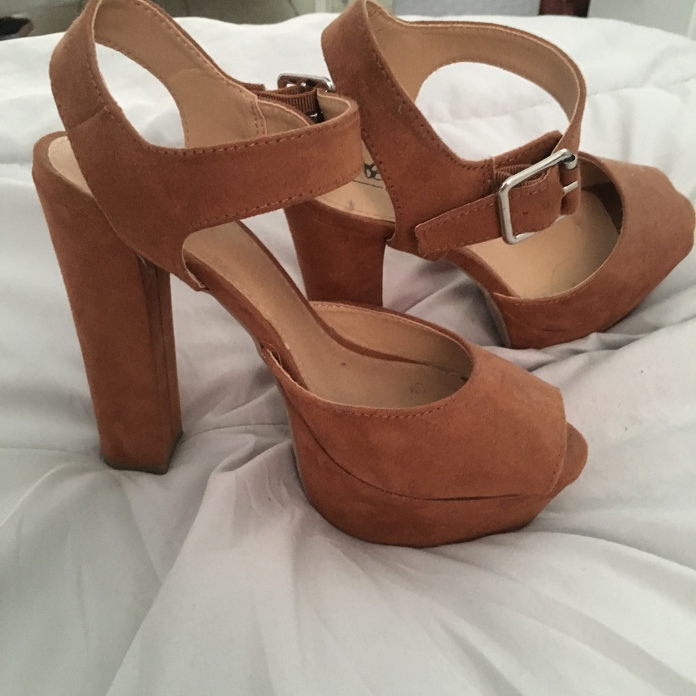Tan block heels