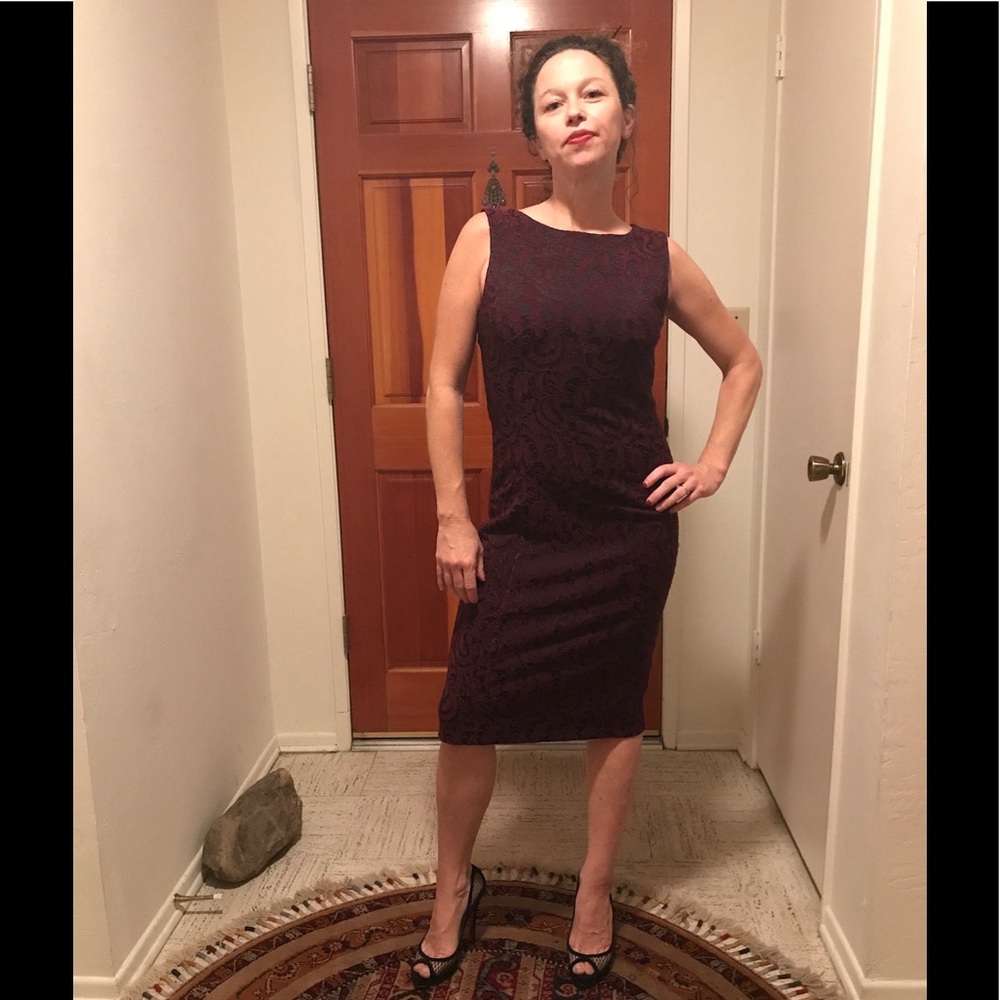 Atalar Seductive Wine & Black Brocade Dress