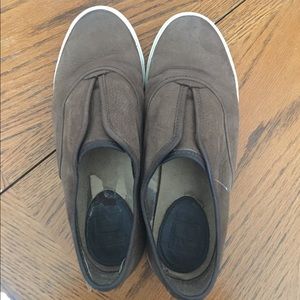 Frye leather slip ons.  Size 7.5.  Olive green.