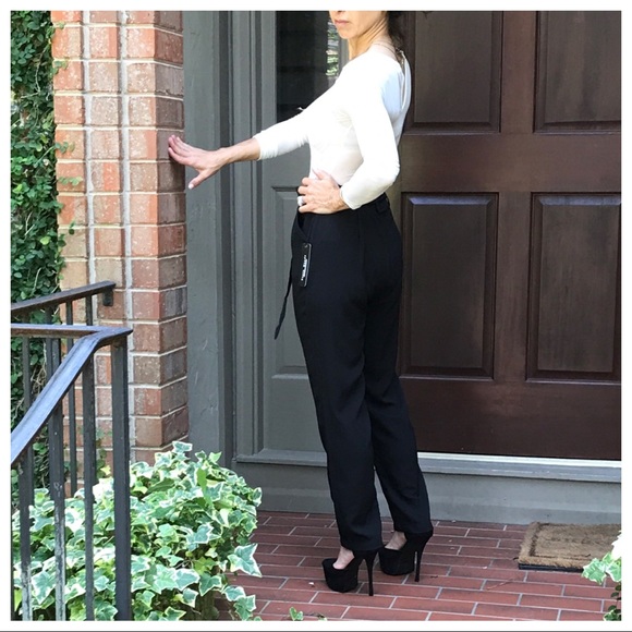 ✨LAST ONE✨Crepe black bow tie waist pants - Picture 6 of 8