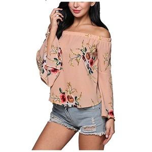 Floral print off the shoulder top