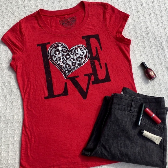 All Access Entertainment Tops - ROCKER GIRL "LOVE" BURNOUT TEE SHIRT