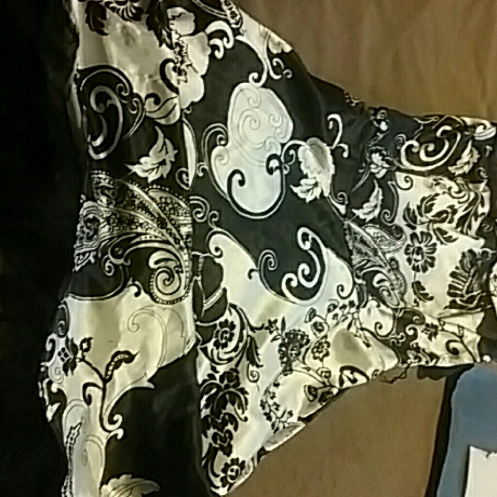 Black and white satin strapless dress