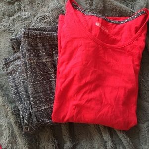 💫PJ SET! Comfy patterned pants // red shirt💫