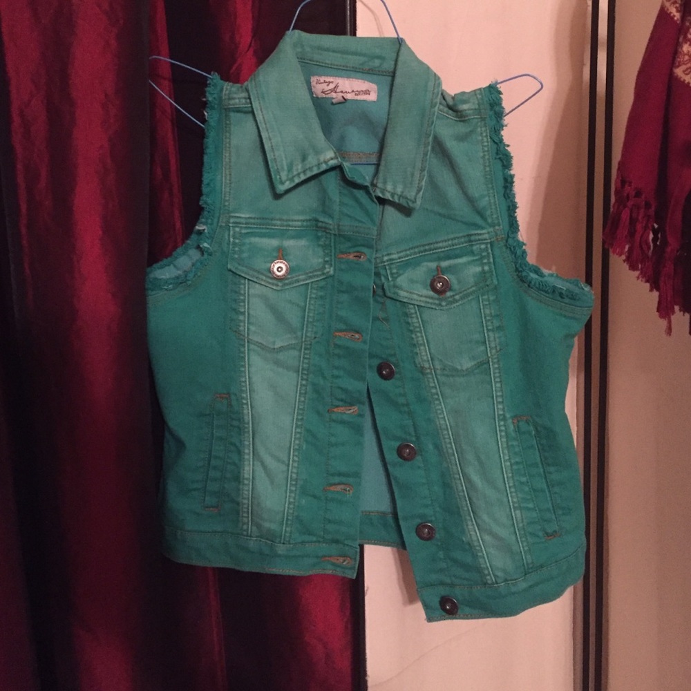 Teal Denim Vest