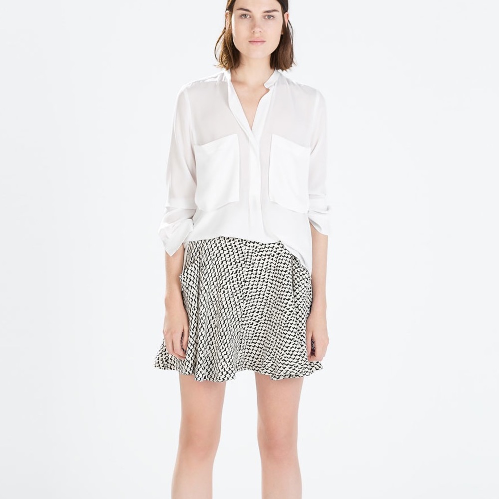 NWT Zara Print Flared Skirt Size S