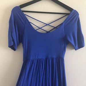 Blue high low maxi dress.
