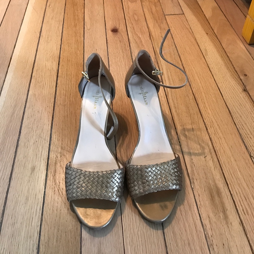Gold Cole Haan Wedges