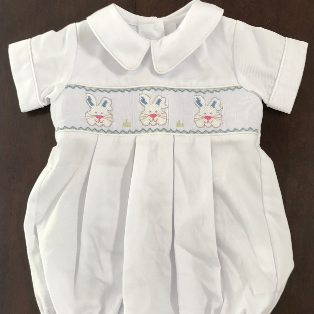 Precious Kids Smocked Bunny Rabbit Bubble Romper