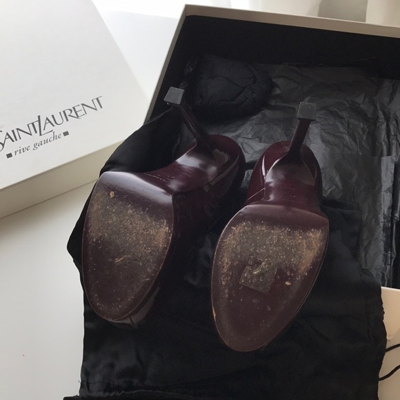YSL Tribtoo 105 Platform Pumps Burgundy Size 37 - Picture 5 of 7