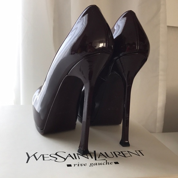YSL Tribtoo 105 Platform Pumps Burgundy Size 37 - Picture 3 of 7