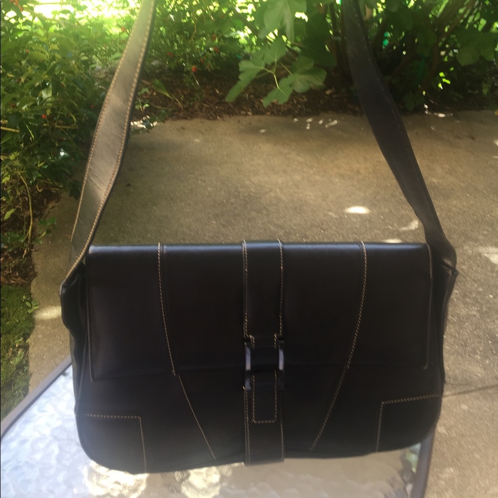 BCBG MaxAzria black leather shoulder bag