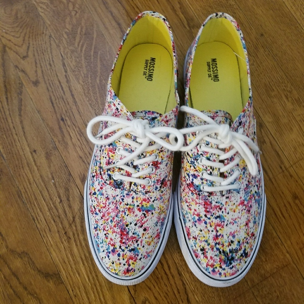 Rainbow/ Paint Splattered Dot Shoes