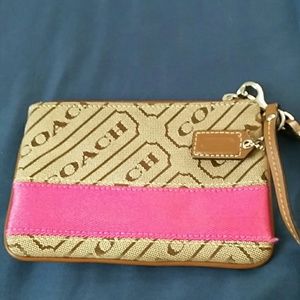 Coach wristlet, pink and tan!