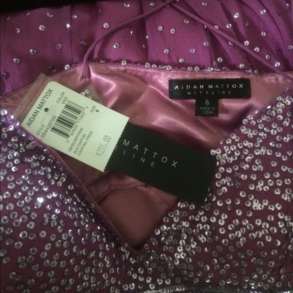 AIDAN MATTOX SILK EVENING DRESS NWT $325 SEQUINS