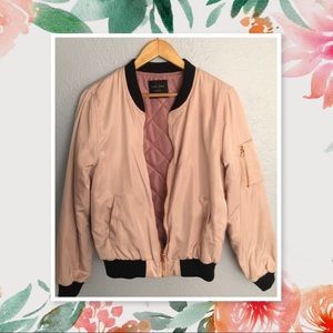 Love Tree Pink And Black Bomber Jacket