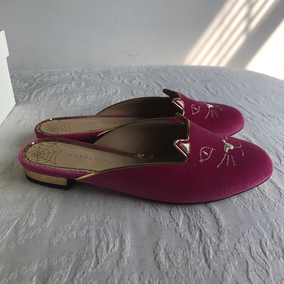 Charlotte Olympia Kitty Velvet Mules - Picture 2 of 3