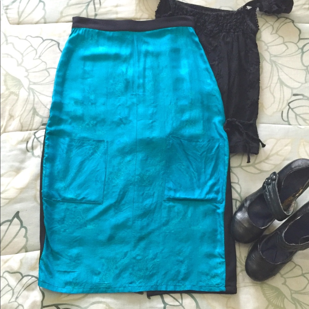 Vintage Silk Pencil Skirt
