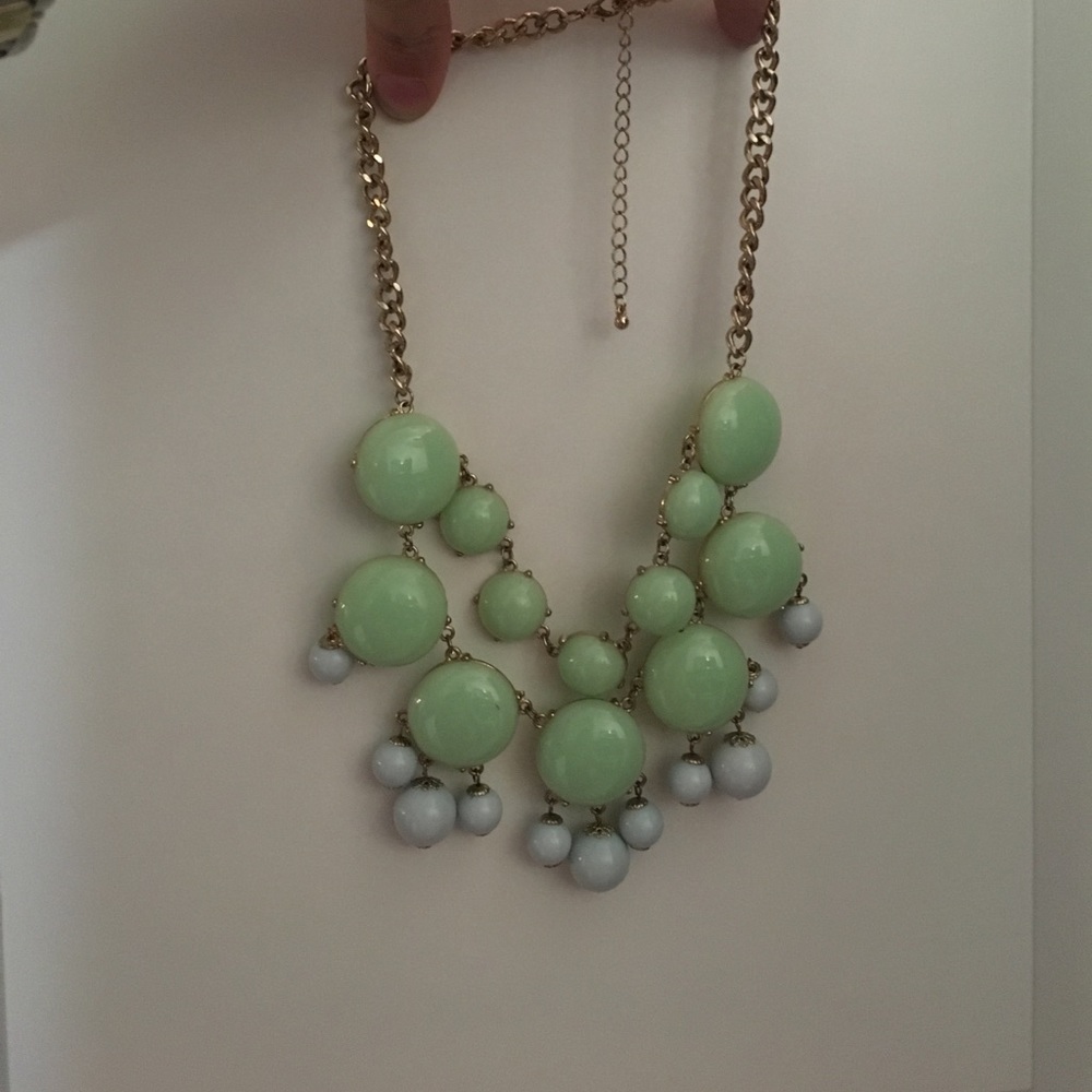 Light green and blue bauble necklace