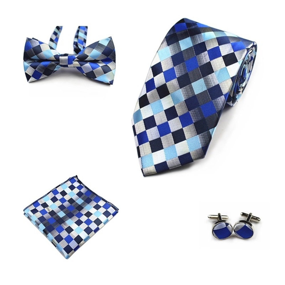 👔 100% Silk Tie, Bow Tie, Hanky, Cufflink Set 👔