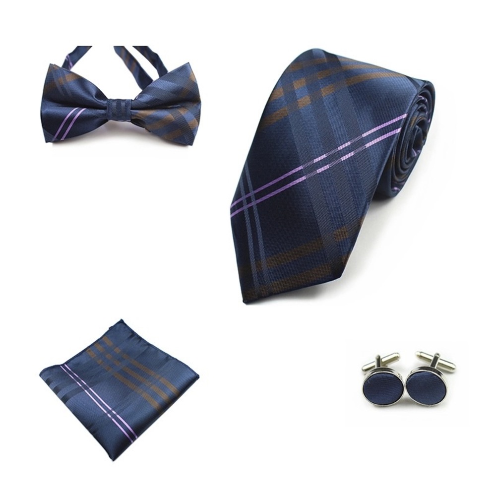 👔 100% Silk Tie, Bow Tie, Hanky, Cufflink Set 👔