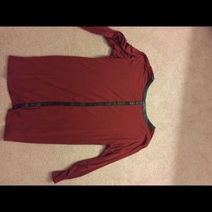 Red sweater with leather accents
