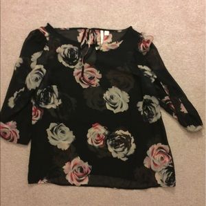 Sheer black top with flower pattern