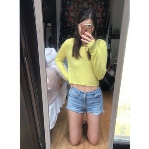 Alice+Olivia Cashmere Blend Sheer Cropped Sweater