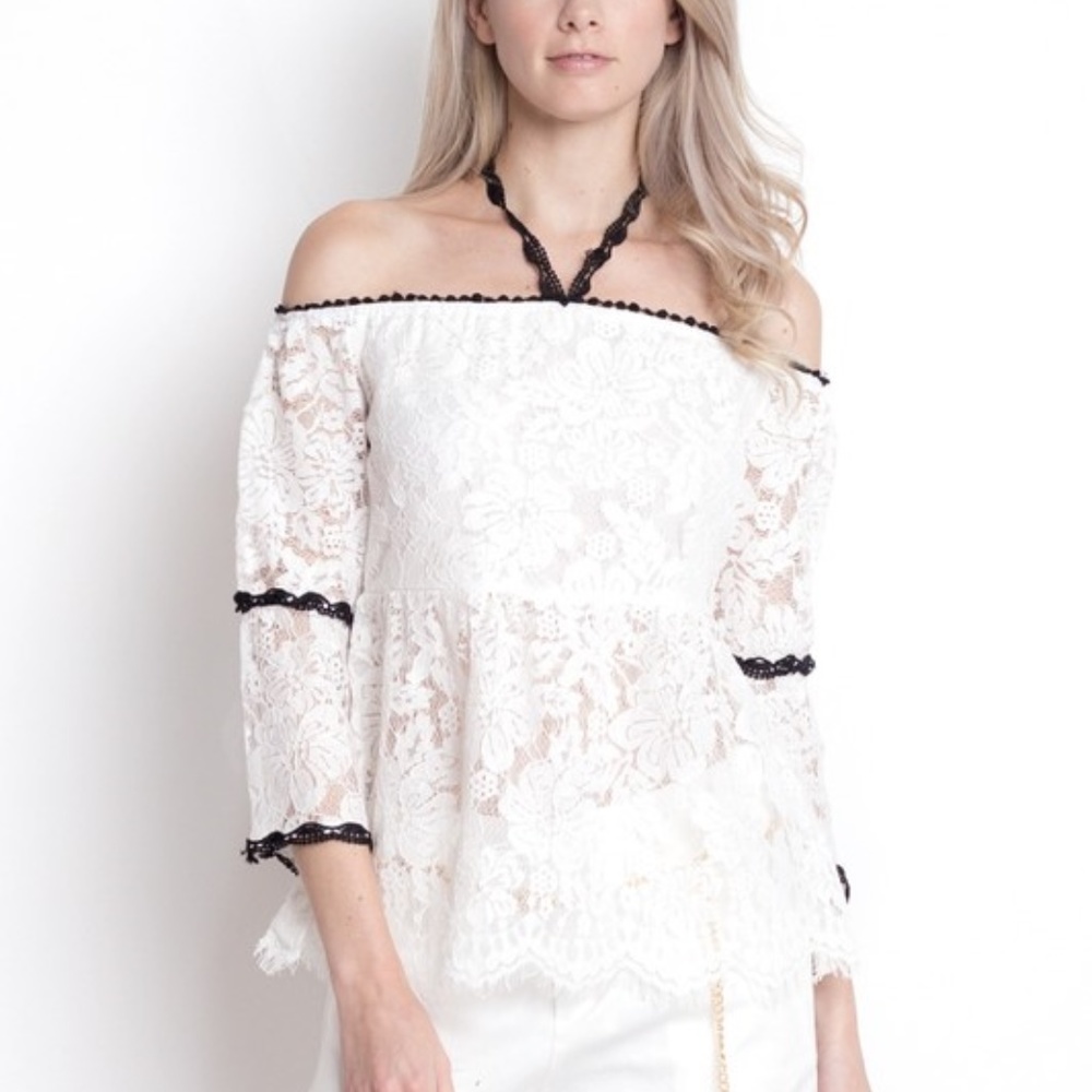 LACE WITH CROCHET OFF THE SHOULDER  TOP