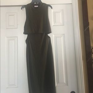 Olive green knee Length dress