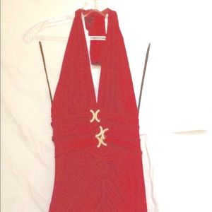 Deep rose red halter dress